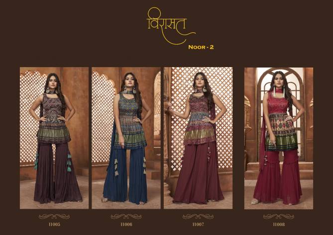 Virasat Noor Vol 2 1005 To 1008 Series Wedding Top Sharara With Dupatta Readymade Suits Wholesale Shop In Surat
